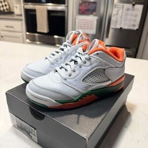 Jordan Kids White and Orange Sneakers